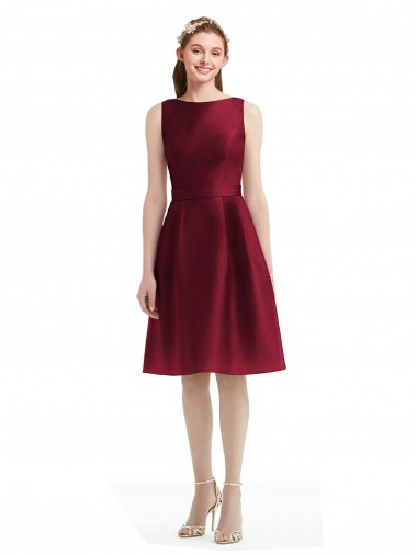 Loja de Cetim Barco Linha A Borgonha Vestidos de Madrinha / Vestidos de Cocktail / Vestidos de Homecoming
