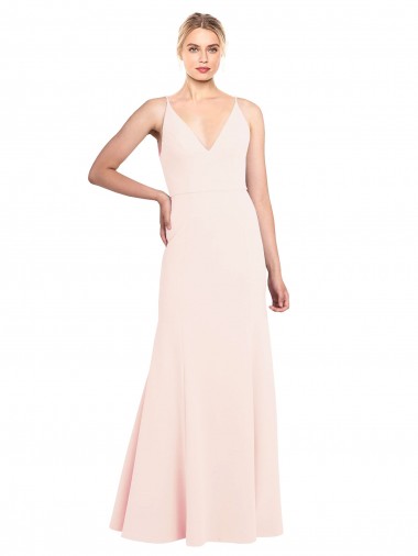 Loja de Crepe Esticado Decote Alto Costas em V Linha A Rosa Vestidos de Madrinha / Vestidos de Noite / Vestidos de Festa