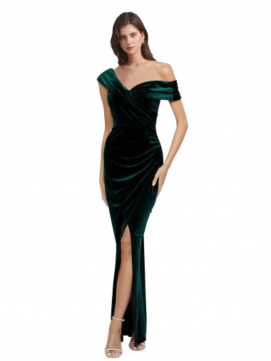 Loja de Veludo Elástico Amor Bainha Verde Escuro Vestidos de Madrinha / Vestidos de Noite / Vestidos de Festa
